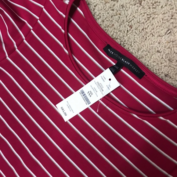 NWT WHBM FLOUNCE-SLEEVE STRIPE KNIT SHIFT DRESS - Picture 5 of 6